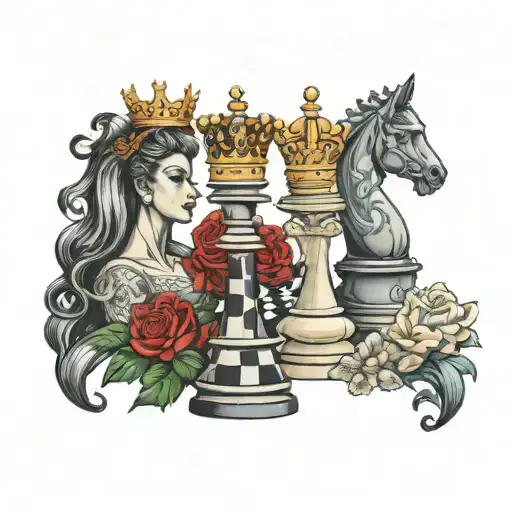 Queen Chess pieces incorporated tattoo design idea