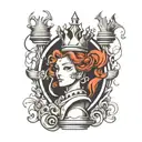 queen chess piece incorporating elements tattoo design idea