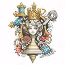 queen chess piece incorporating elements tattoo design idea