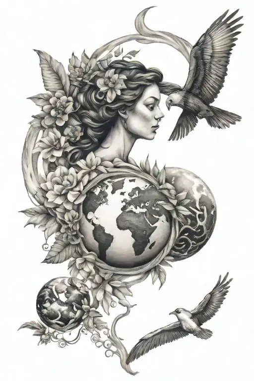 evolution of mother earth tattoo design idea