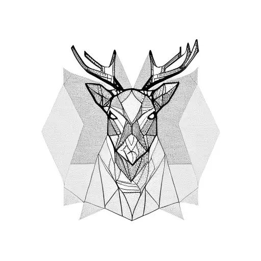 geometric Deer head with dialogue "After all this time... ALWAYS" tattoo design idea