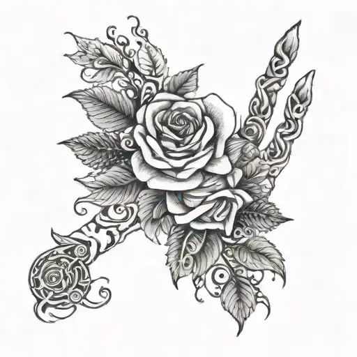vines wrapped around pinky and ring fingers leading to rose hand tattoo tattoo design idea
