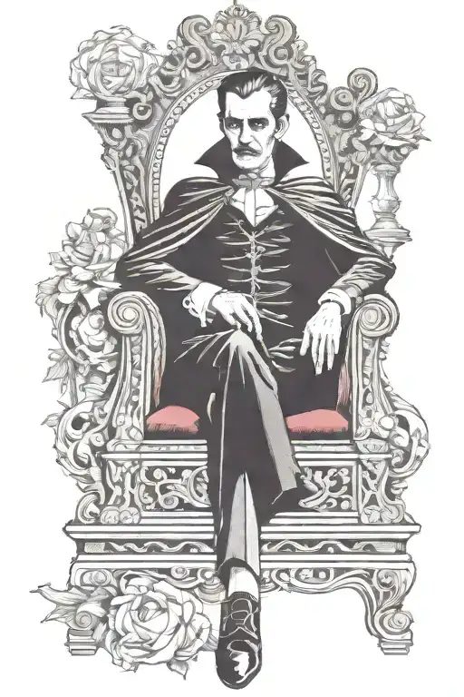 dracula sitting on throne tattoo design idea