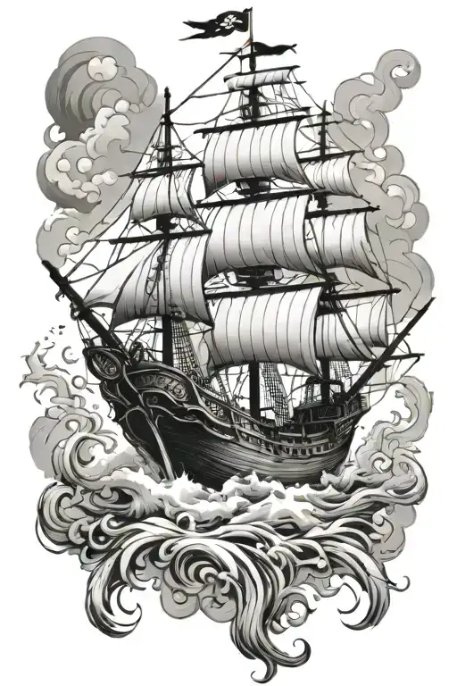 pirate ship tattoo design idea