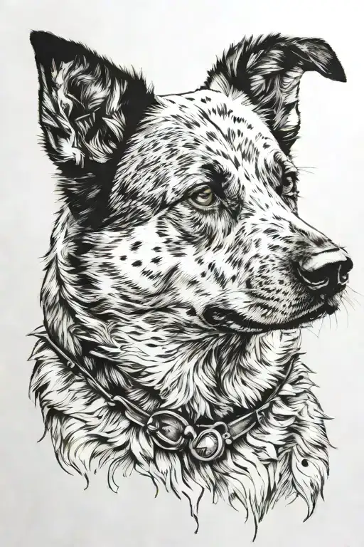 cattle dog sitting tattoo design idea