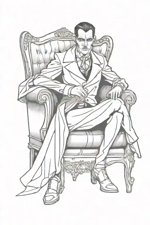 dracula sitting in chair tattoo design idea