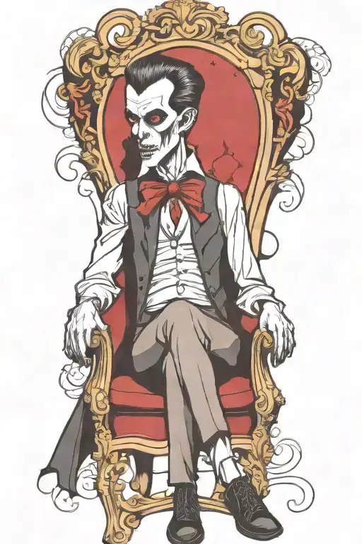 vampire sitting in chair tattoo design idea