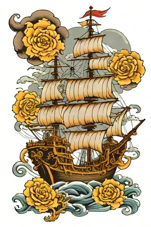 pirate ship tattoo design idea