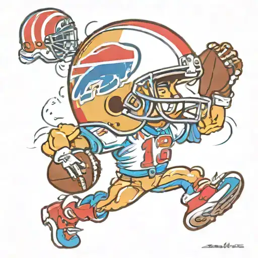 m&m candy with buffalo bills football helmet doing the heisman trophy pose tattoo design idea
