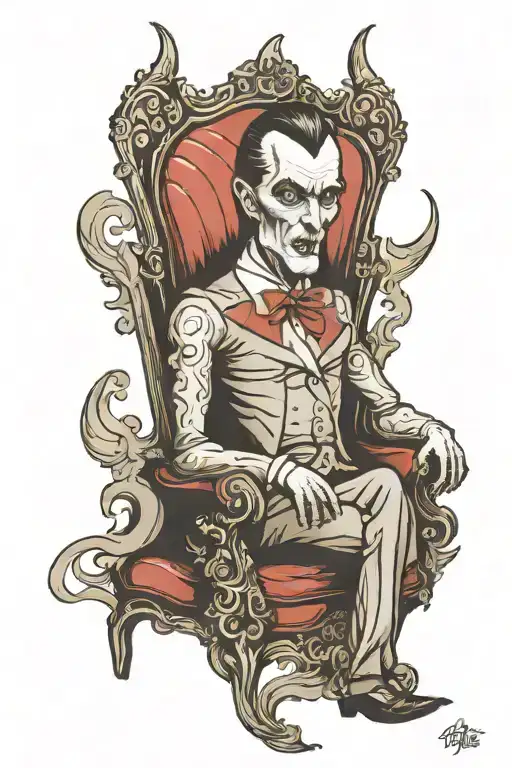 dracula chair tattoo design idea