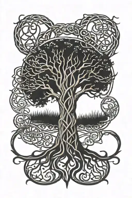 celtic knot tree of life tattoo design idea
