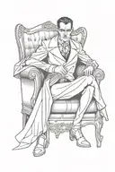 dracula sitting in chair tattoo design idea