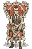 vampire sitting in chair tattoo design idea