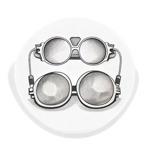Round glasses, microphone, pop filter tattoo design idea