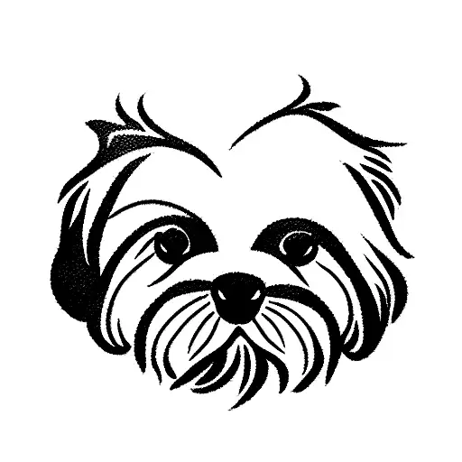 huella mediana de shih tzu  con otras 6 patitas pequeñas tattoo design idea