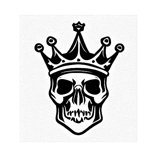 skull with crown lying on money tattoo design idea