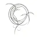The ouroboros, delicately drawn with fine lines, curves in a circular motion. Within the circle, subtle feminine details tattoo design idea