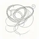 The ouroboros, delicately drawn with fine lines, curves in a circular motion. Within the circle, subtle feminine details tattoo design idea