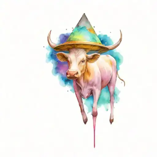 alien ship abducting cow tattoo design idea