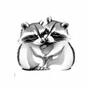 raccoon and chipmunk cuddling tattoo design idea