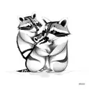 raccoon and chipmunk cuddling tattoo design idea