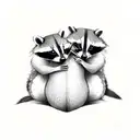raccoon and chipmunk cuddling tattoo design idea