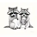 raccoon and chipmunk cuddling tattoo design idea