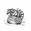 raccoon and chipmunk sleeping tattoo design idea