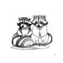 raccoon and chipmunk sleeping tattoo design idea