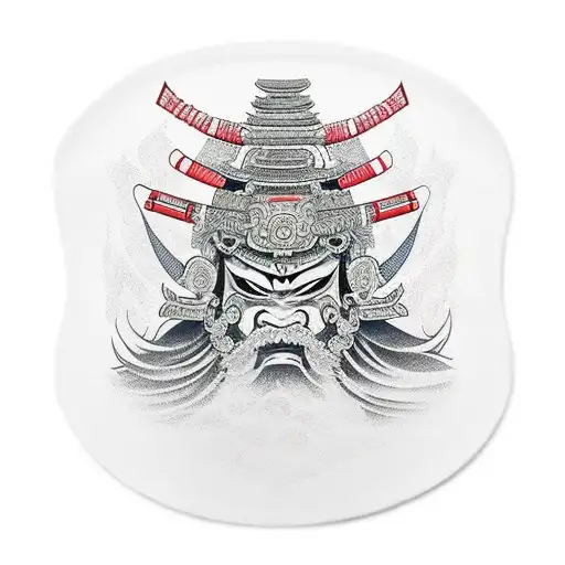 Samurai with oni mask sleeve  tattoo design idea