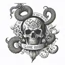 The Luke 10:19 bible verse: "Behold, I give unto you power to tread on serpents and scorpions, and over all the power of tattoo design idea