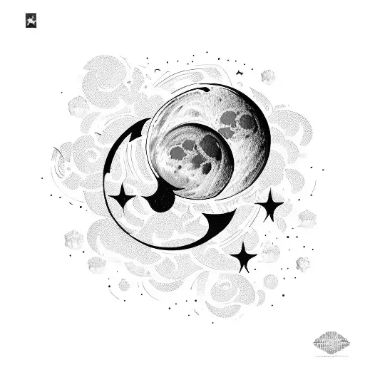 moon and stars forever king love  tattoo design idea