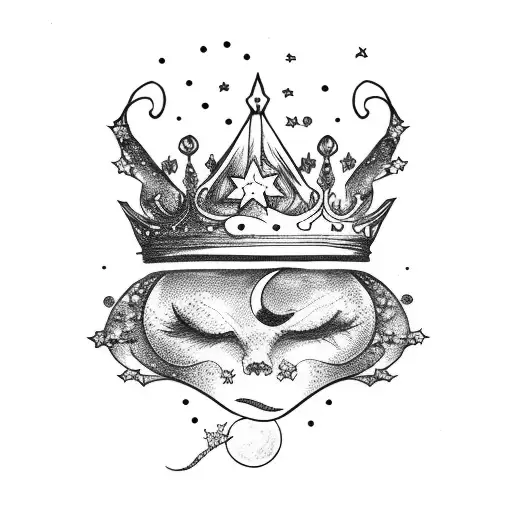 moon and stars forever king love  tattoo design idea