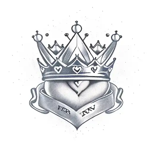 heart king forever love tattoo design idea