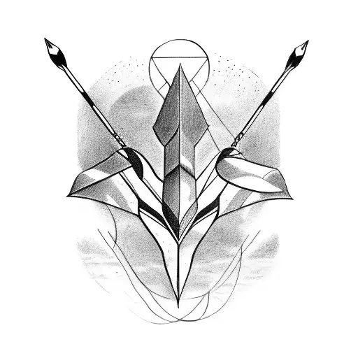 arrow b&w with mi imalism constelarion of sagitarius anda taurus tattoo design idea