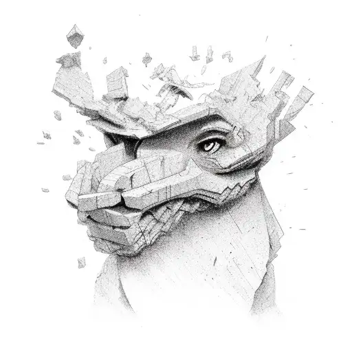 brick wall being torn down tattoo design idea