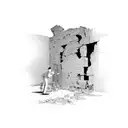 brick wall being torn down tattoo design idea