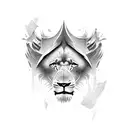 brick wall being torn down by lions paw tattoo design idea