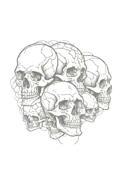 small skulls leg sleeve tattoo design idea