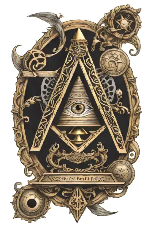 Freemason symbols throughout tattoo design idea