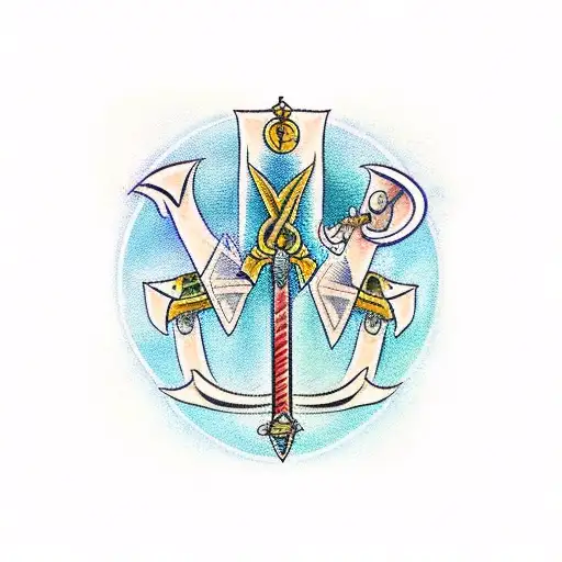 5 swords crossing tattoo design idea