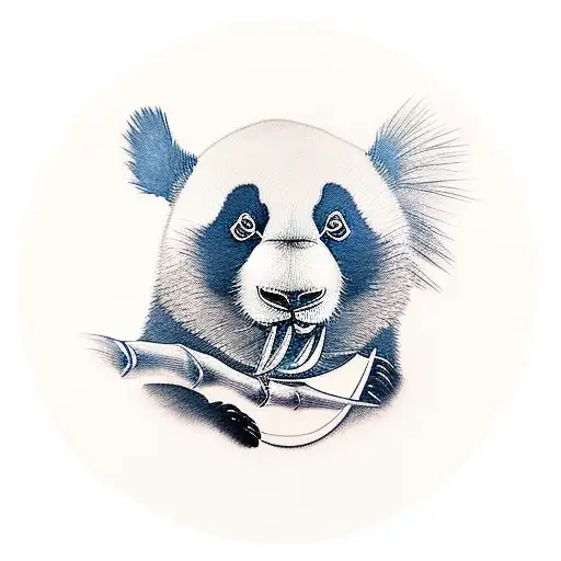 Panda eating bamboo tattoo design idea