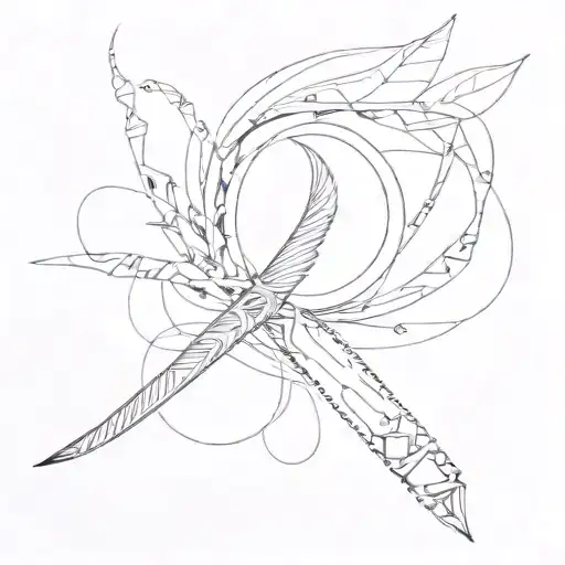 artist brush, cutter blade, pencil, ruler tattoo design idea