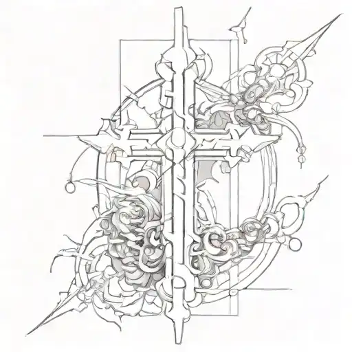 Cyber tamlpier cross tattoo tattoo design idea