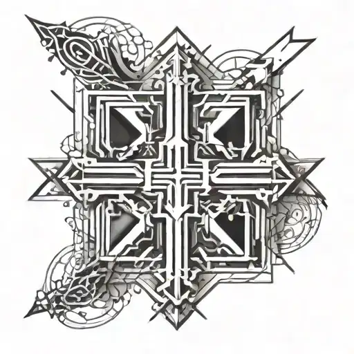 Cyber tamlpier cross tattoo tattoo design idea