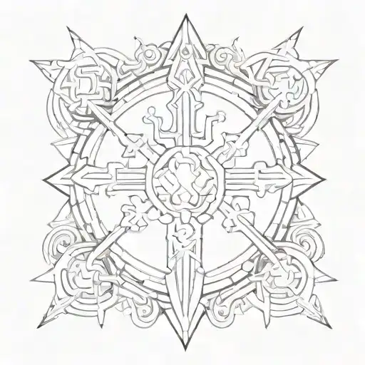 Cyber sigilism tamlpier cross tattoo tattoo design idea