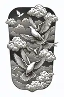 clouds and doves flying tattoo design idea