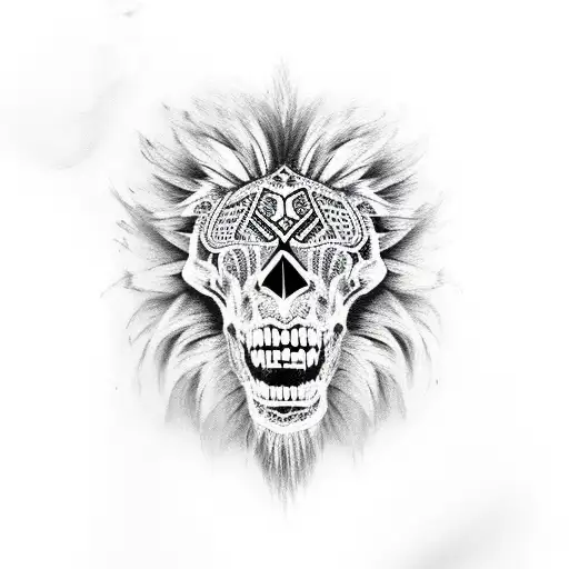skull lion tattoo design idea