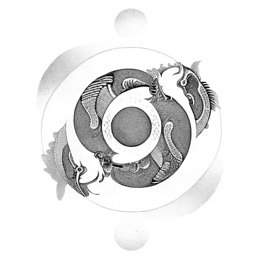 scales with koi yin yang on each side tattoo design idea