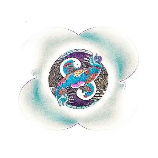 scales with a koi yin yang on each side of the scales tattoo design idea